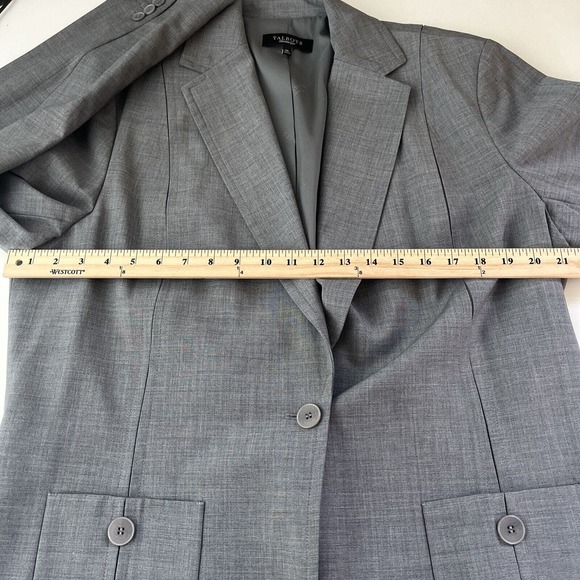 Talbots Blazer Womens 18L Wool Blend Grey One Button Lined Jacket Office Casual - Picture 5 of 13